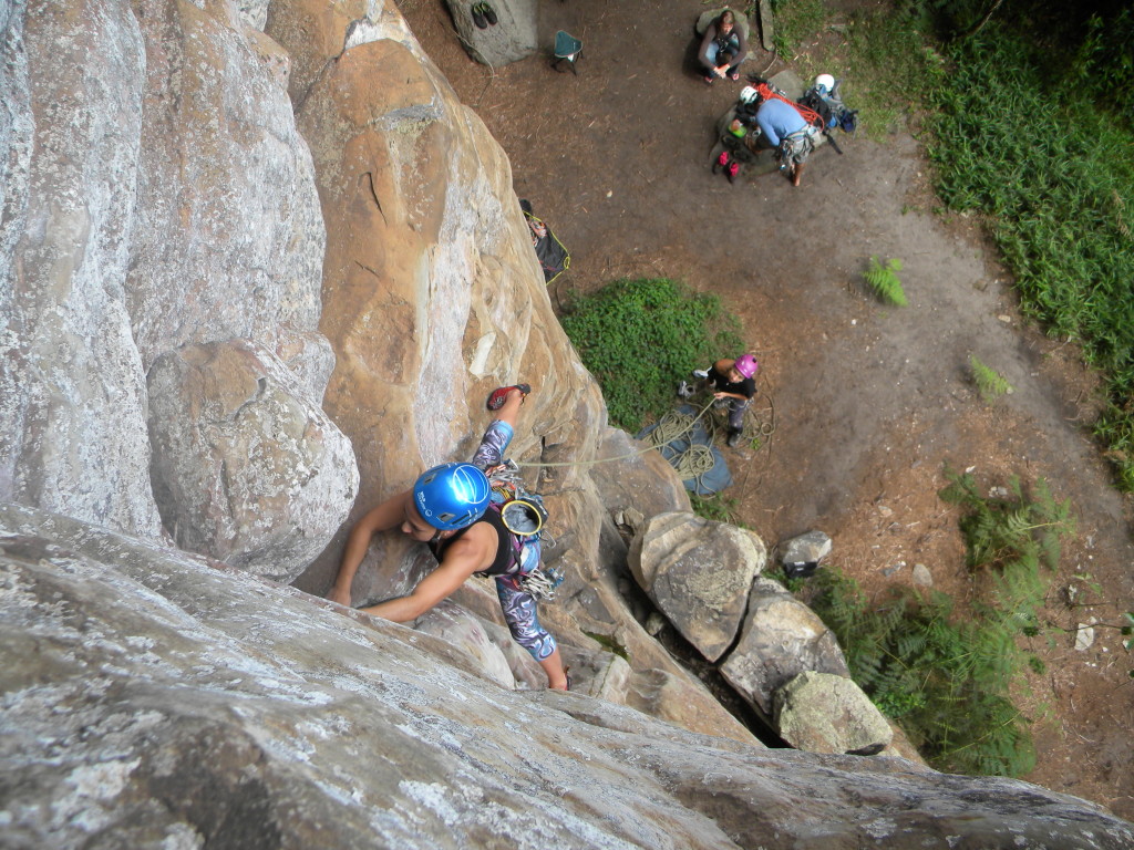 Michelle colocando sua primeira proteção